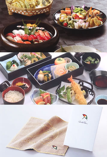 寿司・天ぷら・煮物・オードブル・懐石膳・返礼品のハンカチ